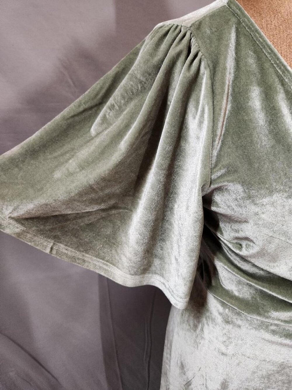 NWT Baltic Born Meghan Velvet Wrap Dress in Sage Color Sz Lg - Picture 6 of 11